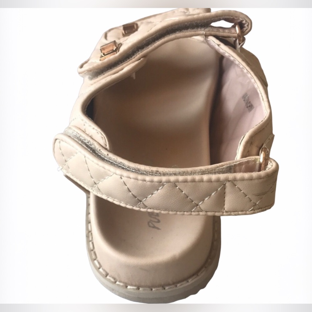 HP. PUBLIC DESIRE Carmen Nude Quilt Buckle Strap Flat Sandals - Picture 7 of 11